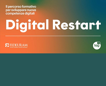 Locandina dell'iniziativa Digital Restart "Il percorso formativo per sviluppare nuove competenze digitali" 