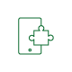 icona di un device mobile con a fianco un pezzo di puzzle